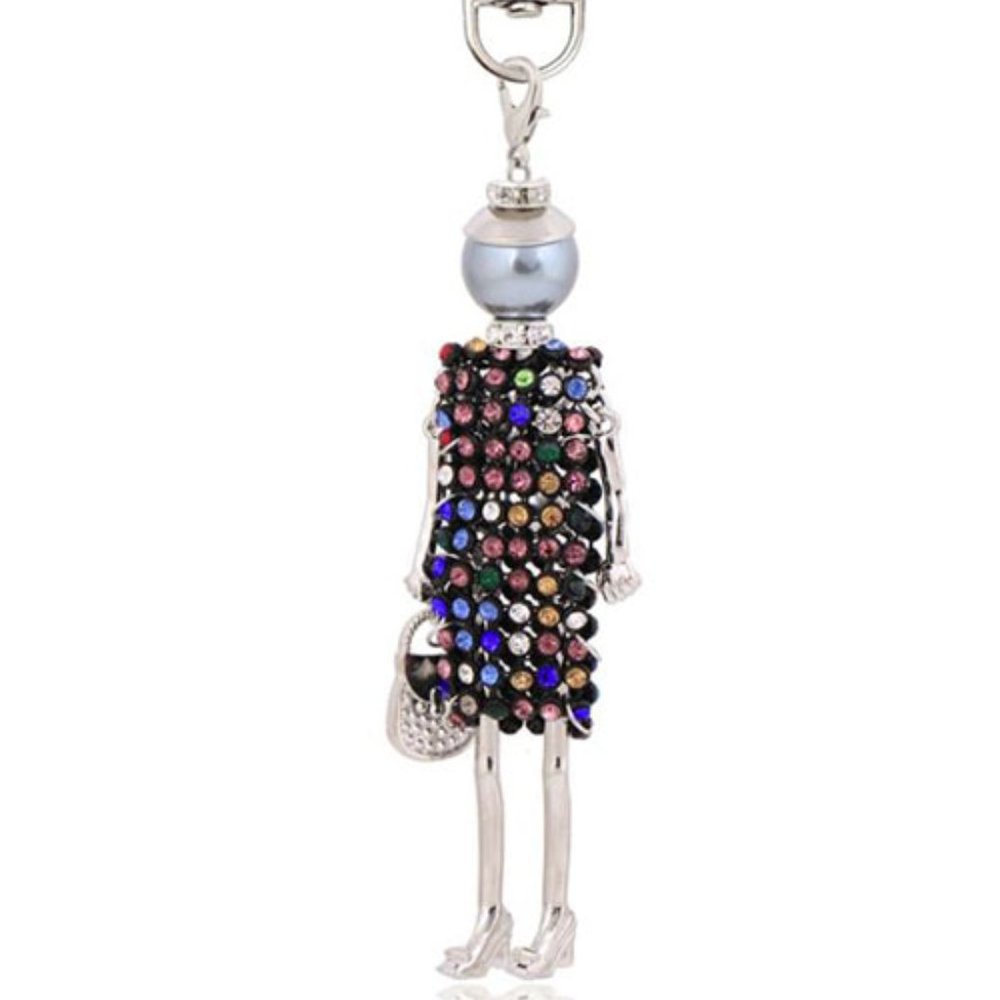 HI-FASHION Fancy Girl Rhinestone Keychain or Handbag Accessory
